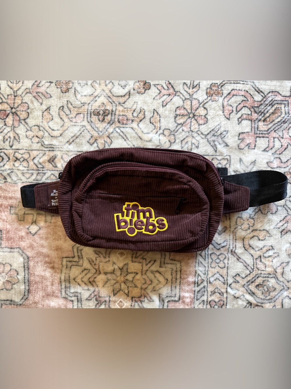 Tim Hortons x Justin Bieber Tim Biebs Corduroy Waist Bag with Yellow Logo